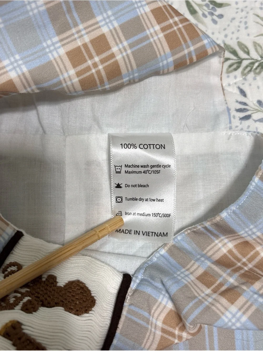 Smocked Plaid Woodland One-Piece Bodysuit - Light Blue & Brown